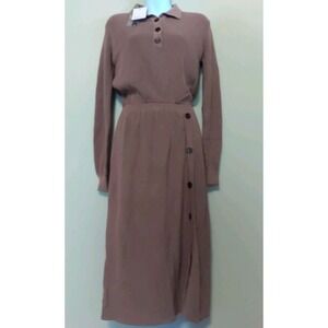 Udel New York Women Mauve Knit Long sleeve Button Dress Size XS‎